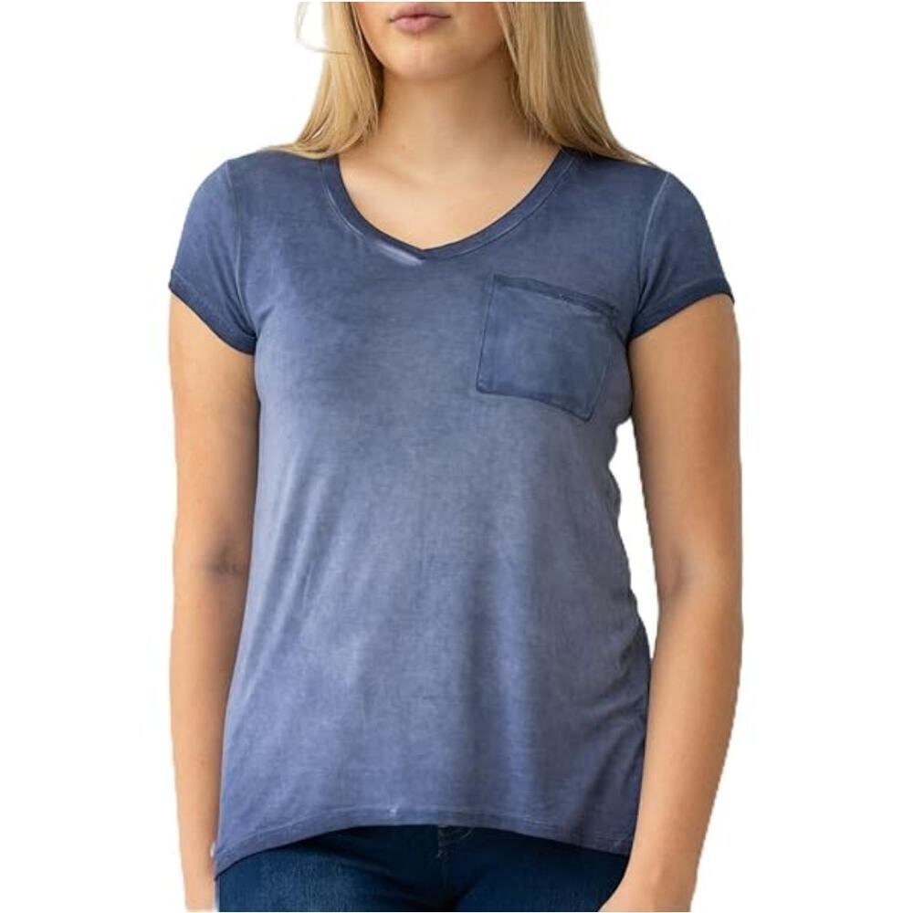 CG Sport Woman Denim Blue V-Neck‎ Short Sleeve Relaxed Women's Sz. 2X NWT